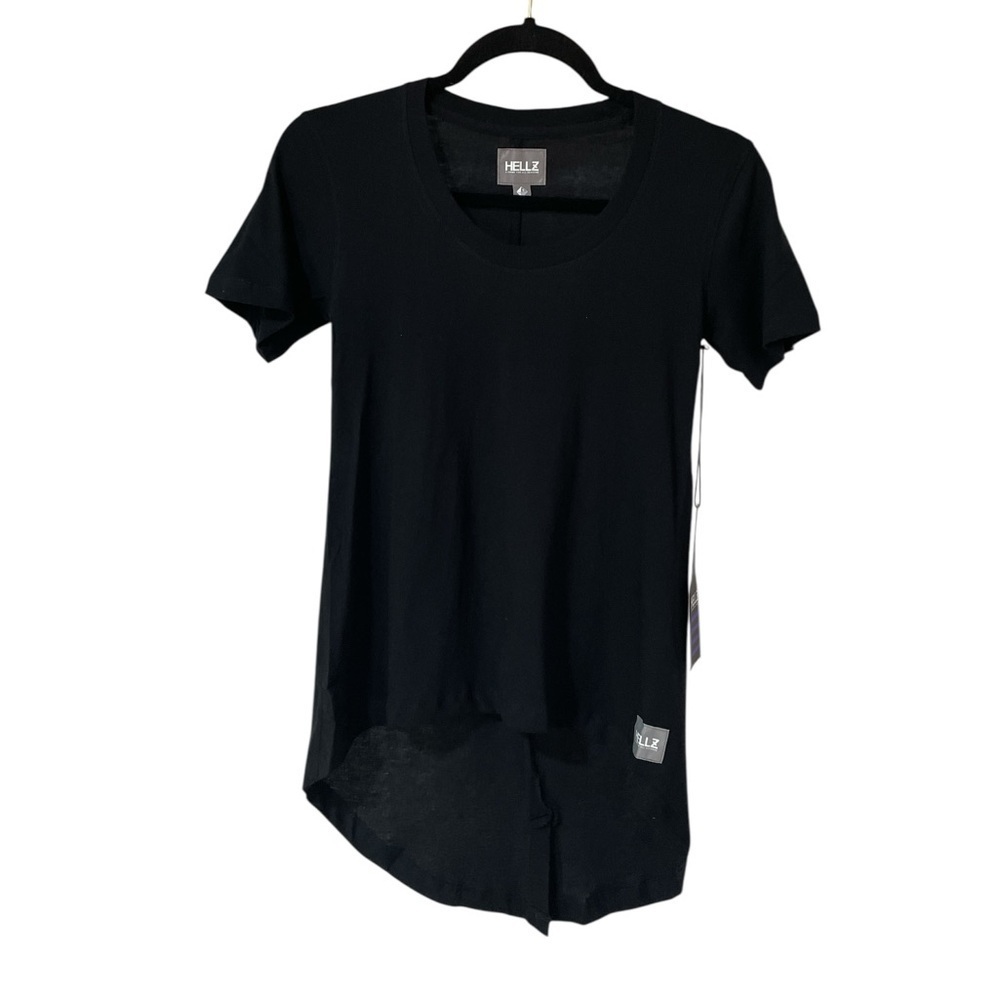 Hellz Bellz T-Shirt Size S Black Scoop Neck High-Low Hem NWT Short Sleeve Top